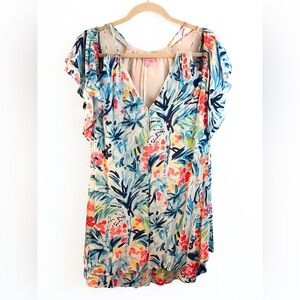 Lilly Pulitzer Floral Midi Dress - Blue, Red, Green